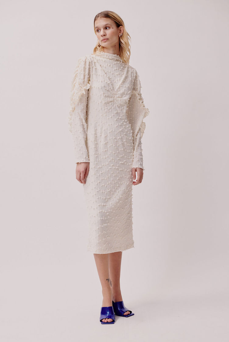 Hofmann Copenhagen Lovetta Dress - Creme Stretch Fringe